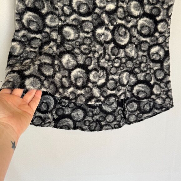 Cut Loose Black Gray White Abstract Circle Print 100% Felted Wool Vest Size S - Picture 6 of 11